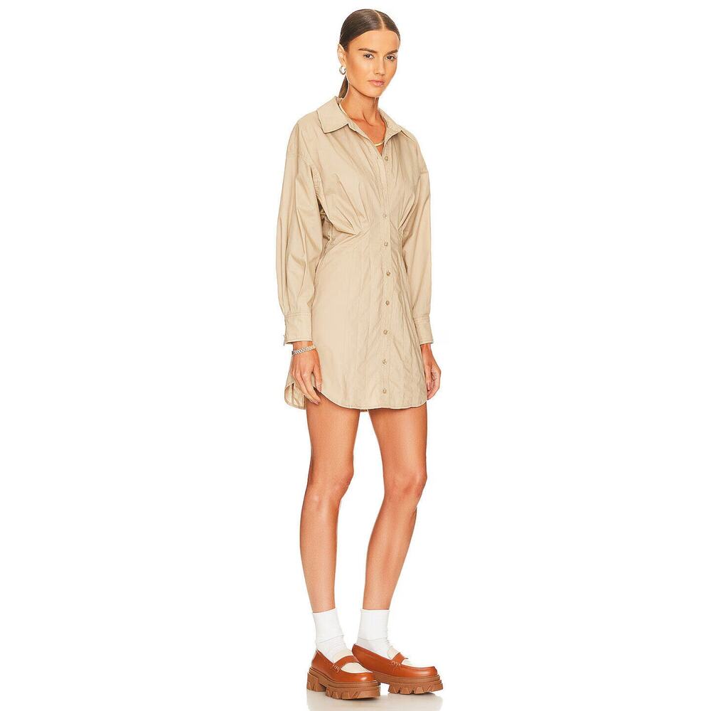 L'Academie x Revolve The Ismene Mini Dress Button Shirt Dress Khaki Tan Size XS - Picture 10 of 16